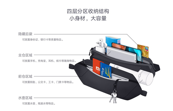 小米推出多功能运动休闲胸包：69元